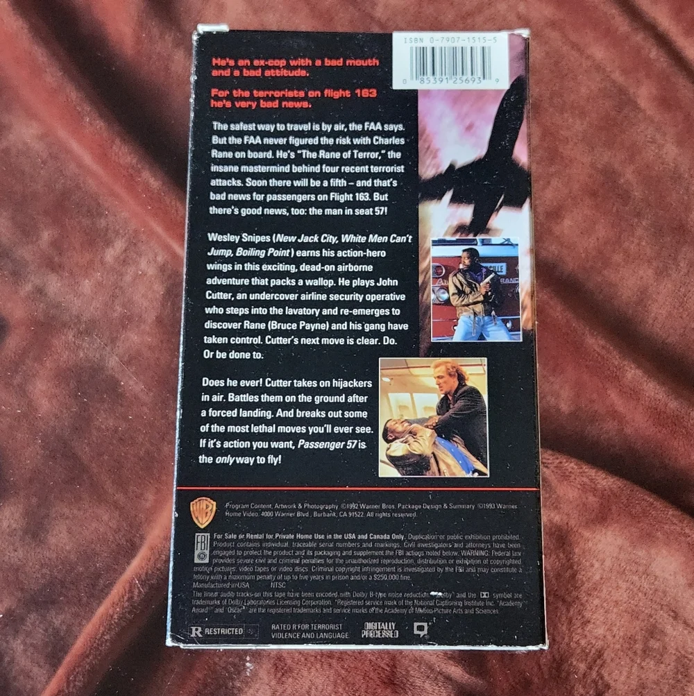 Passenger 57 Wesley Snipes VHS, 1992
